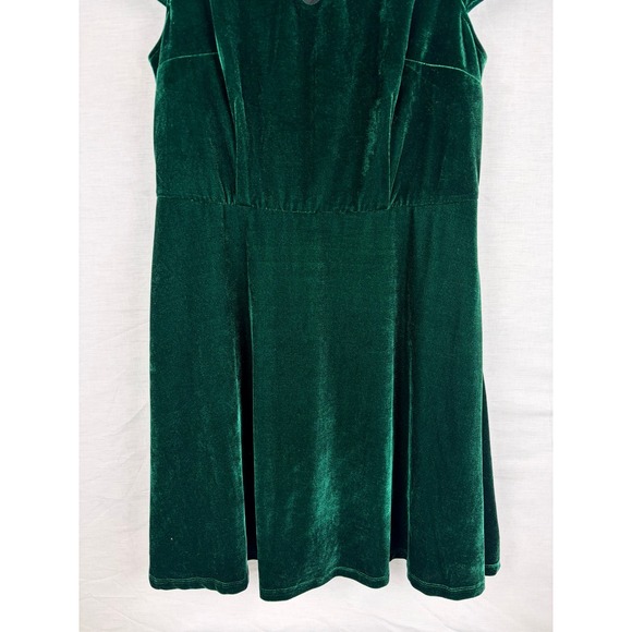 ModCloth Green Velvet Cutout Fit and Flare Dress Emerald Short Sleeve 1X